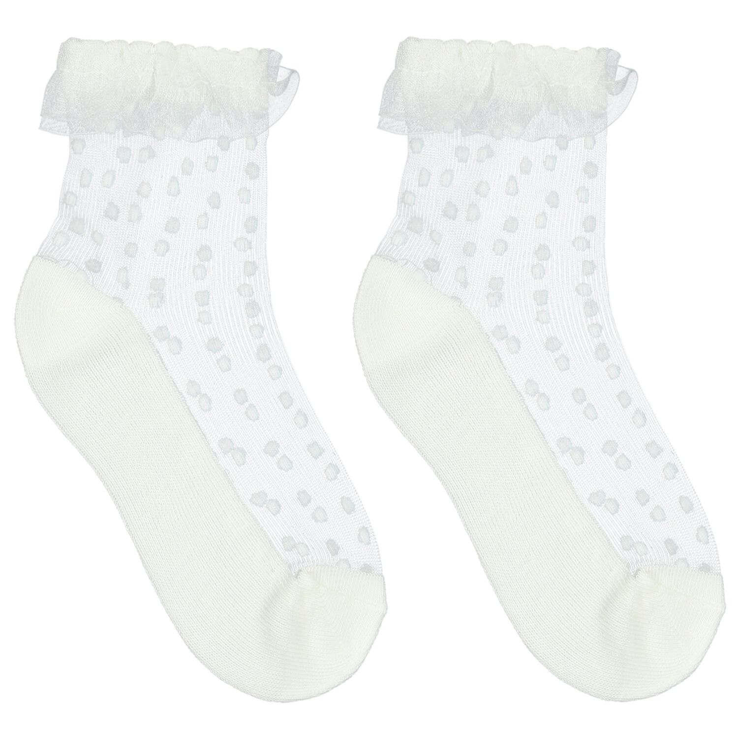 Baby Girls Ivory Ruffled Socks, 2, hi-res image number null