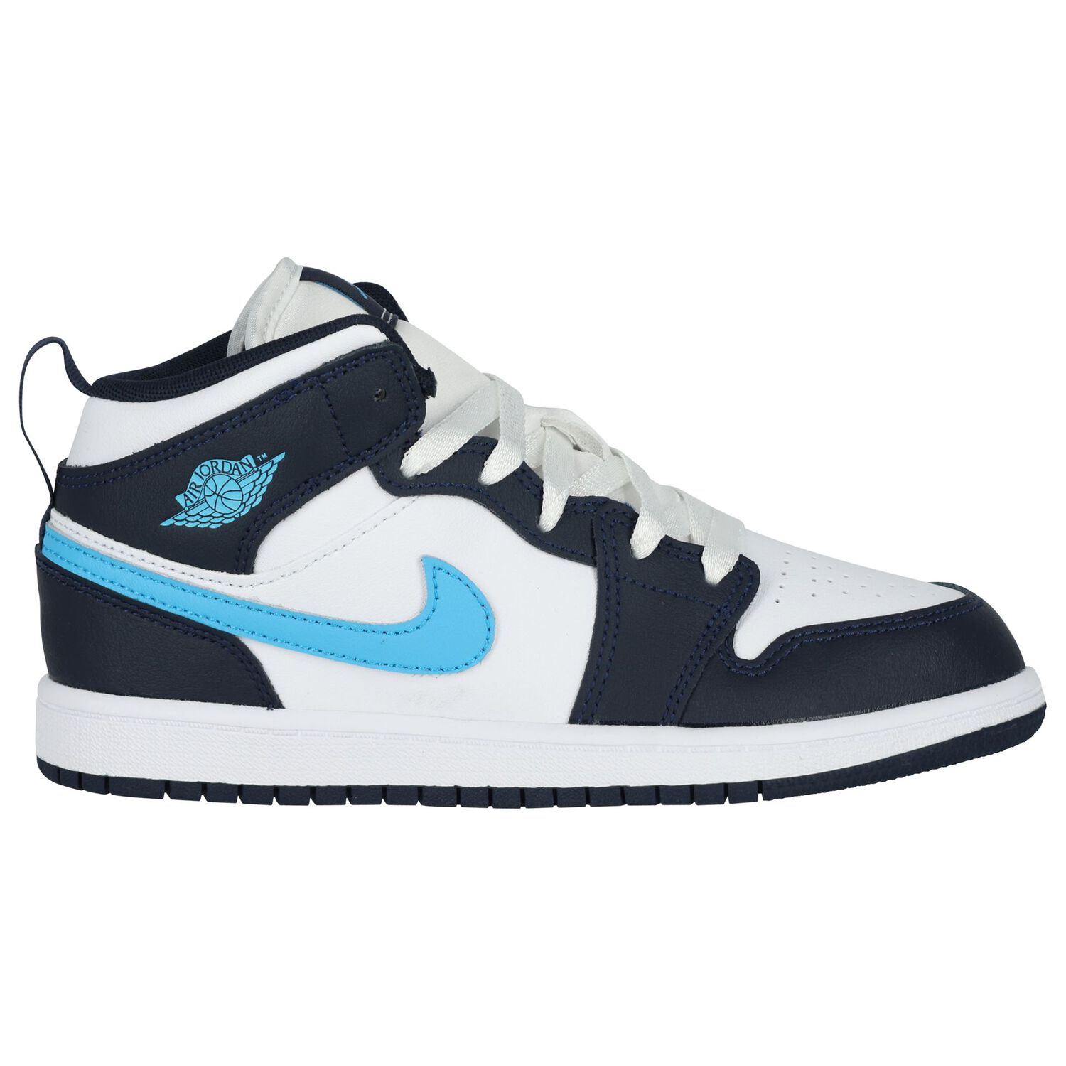 Blue & White Air Jordan 1 Mid Trainers, 6, hi-res