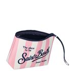 Girls White & Pink Striped Logo Pouch, 1, hi-res