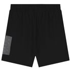 Boys Black Logo Shorts, 1, hi-res