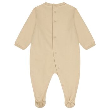 Beige Teddy Bear Logo Babygrow