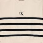 Girls Beige & Black Logo Striped Dress, 1, hi-res