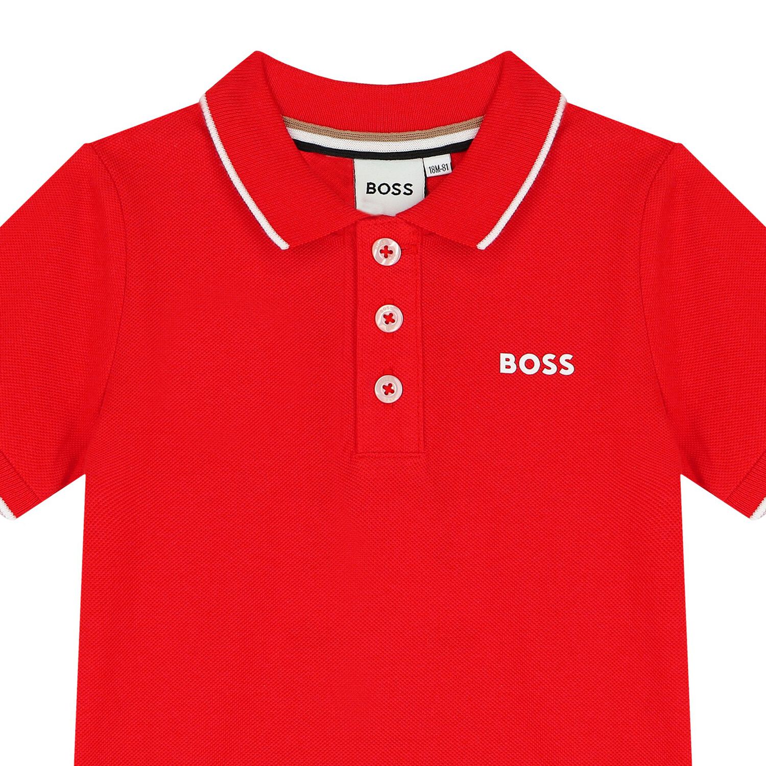 Younger Boys Red Logo Polo Shirt, 5, hi-res