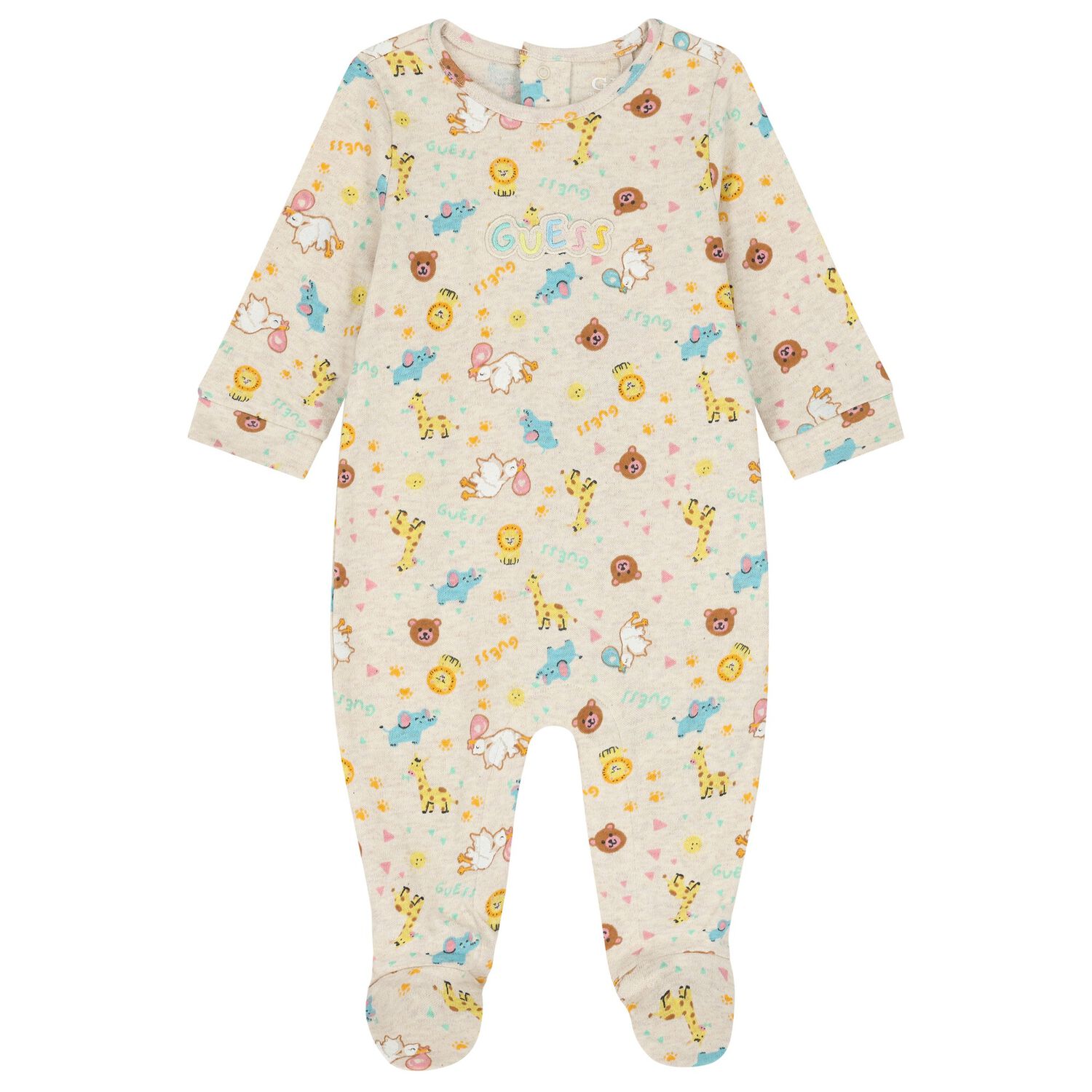 Baby Girls Beige Logo Babygrow, 1, hi-res