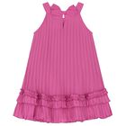 Girls Purple Chiffon Pleated Dress, 1, hi-res