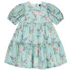 Girls Blue Butterflies Logo Dress , 2, hi-res