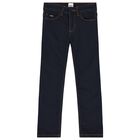 Boys Navy Blue Logo Denim Jeans, 2, hi-res