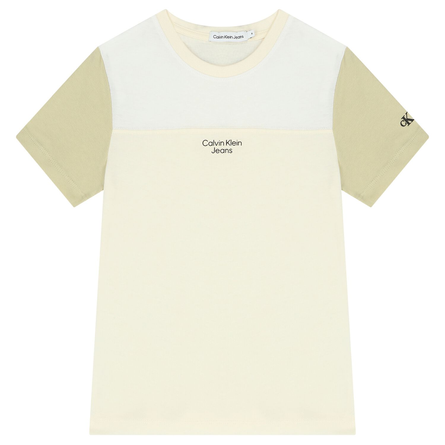 Boys White & Beige Logo T-Shirt, 2, hi-res