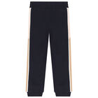 Girls Navy Blue Logo Joggers, 2, hi-res