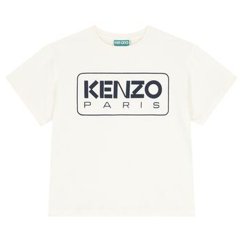 KENZO KIDS Ivory Logo T-Shirt, 1 Ivory Logo T-Shirt