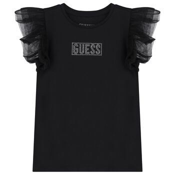 Girls Black Logo Tulle T-Shirt