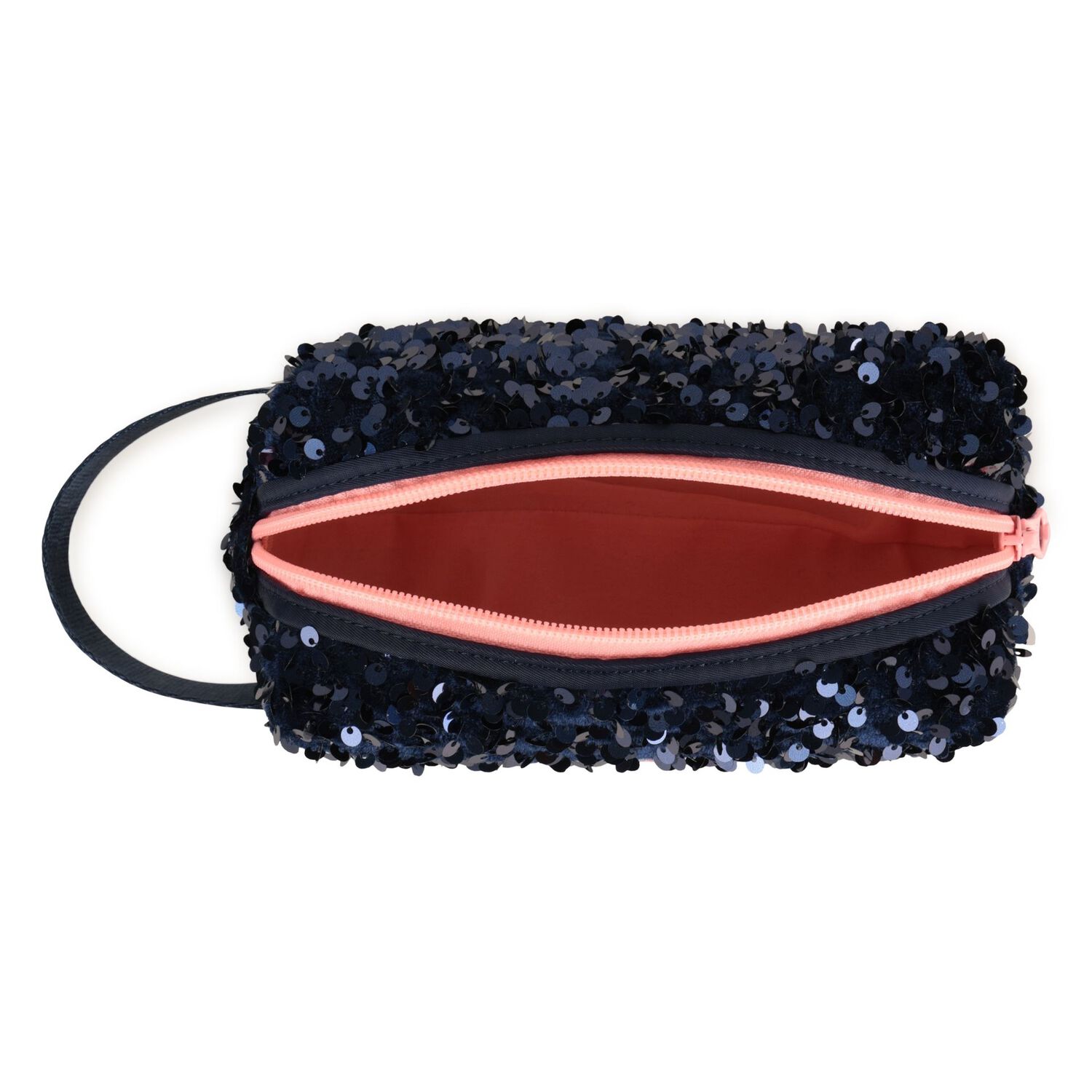 Girls Navy Blue Sequin Pencil Case , 1, hi-res