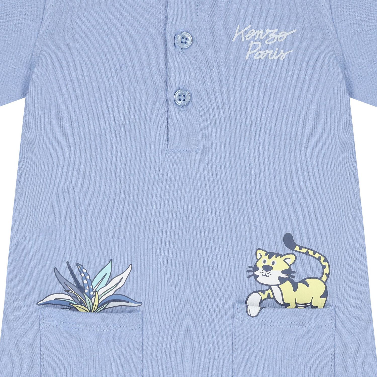 Baby Boys Blue Logo Romper, 1, hi-res