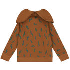 Boys Brown Bear Hooded Zip Up Top, 1, hi-res