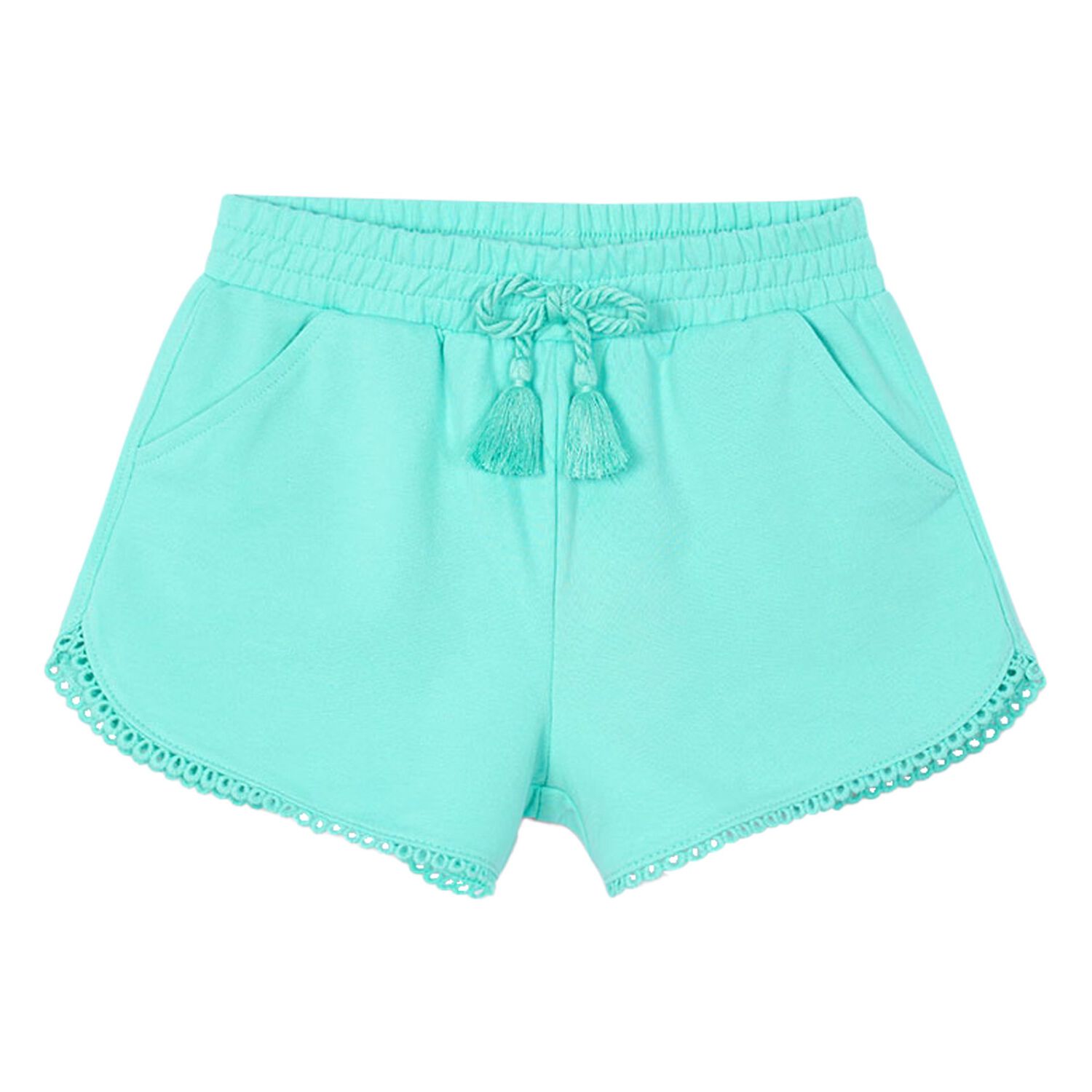Girls Aqua Cotton Jersey Shorts, 3, hi-res