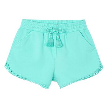 Girls Aqua Cotton Jersey Shorts