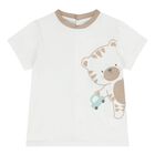 Baby Boys White & Beige Tiger Shorts Set, 1, hi-res