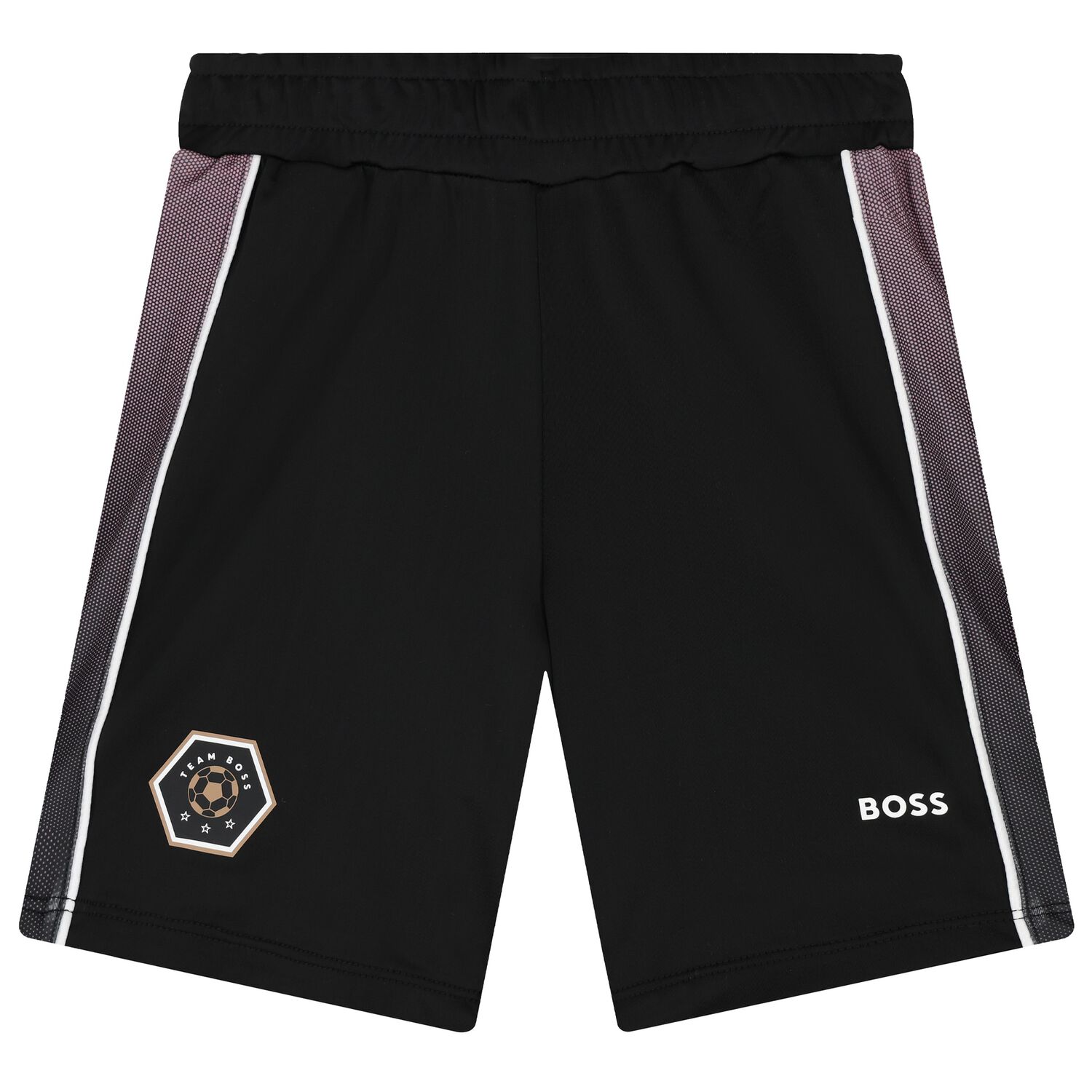 Boys Black Logo Shorts, 1, hi-res