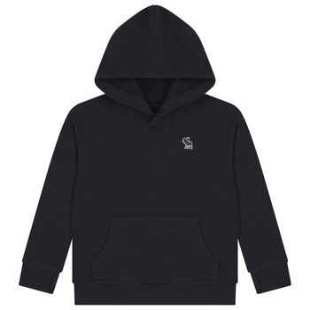 Boys Black Logo Hooded Top