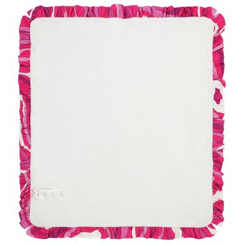 Baby Girls White & Purple Ruffled Iride Blanket