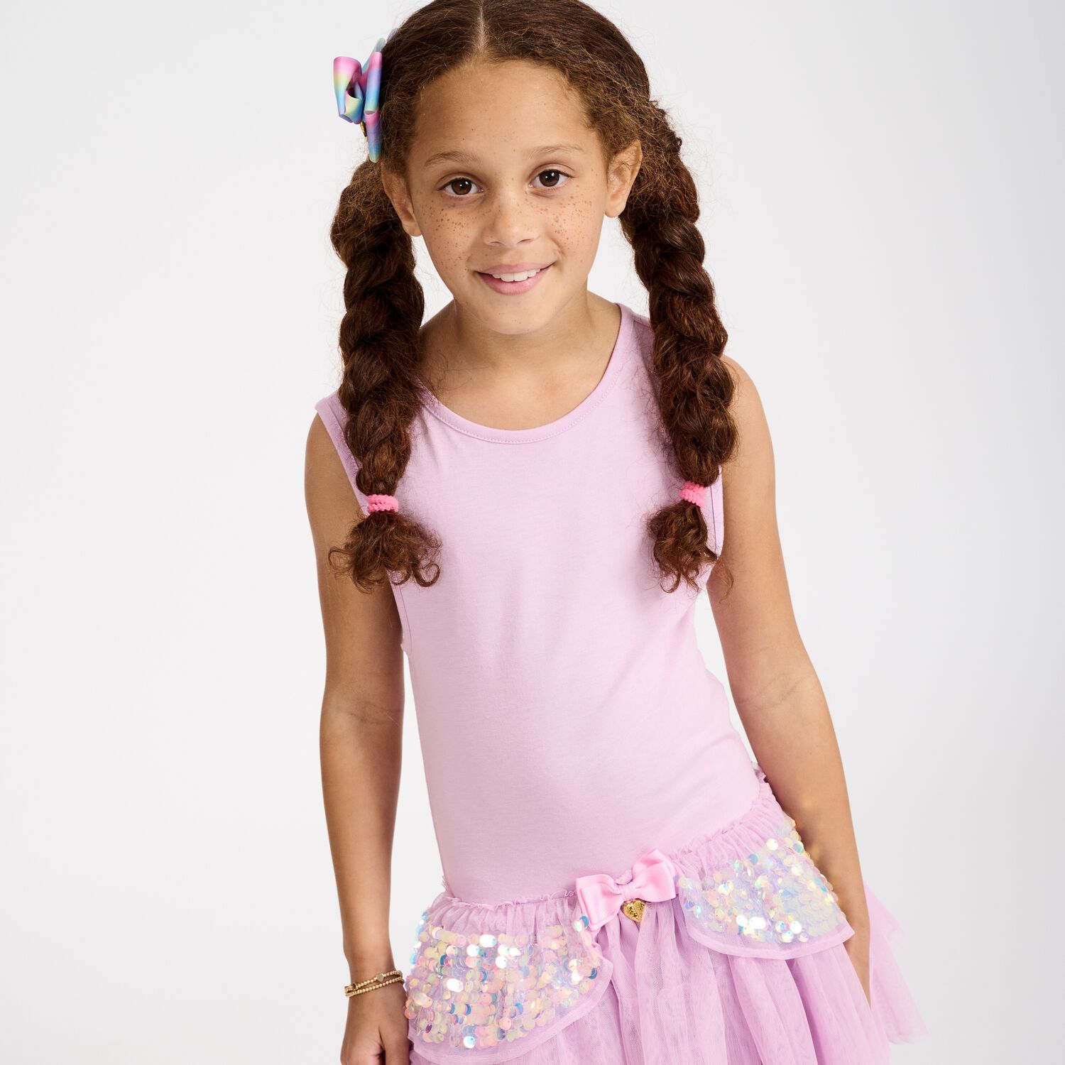 Girls Lilac Tulle & Sequin Dress, 3, hi-res