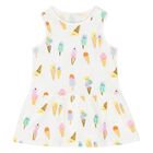 Younger Girls Ivory Cotton Ice Cream Dress, 1, hi-res