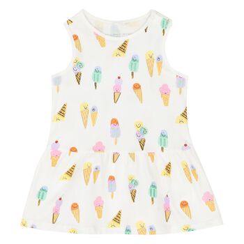 Younger Girls Ivory Cotton Ice Cream Dress