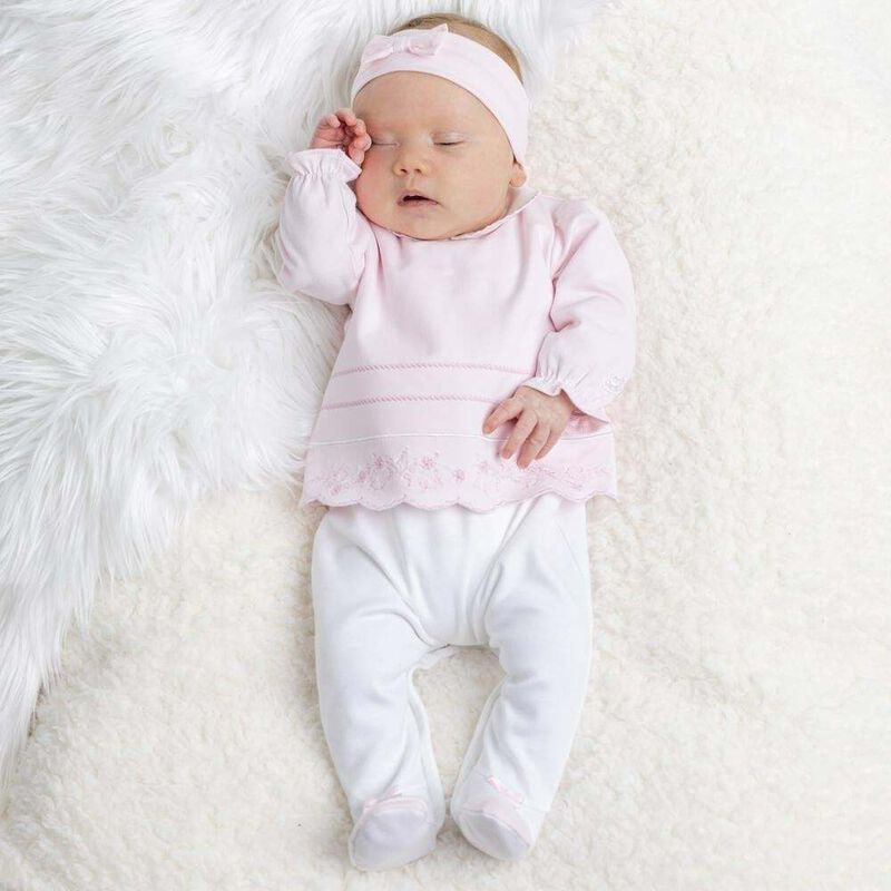 Baby Girls Pink & White Babygrow Set, 1, hi-res image number null