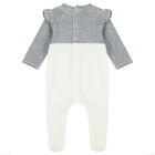 Baby Girls Grey & White Cat Babygrow, 2, hi-res