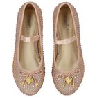 Girls Rose Gold Bow Shoes, 1, hi-res