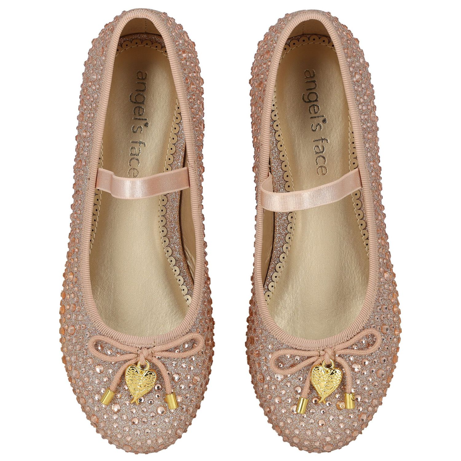 Girls Rose Gold Bow Shoes, 1, hi-res image number null