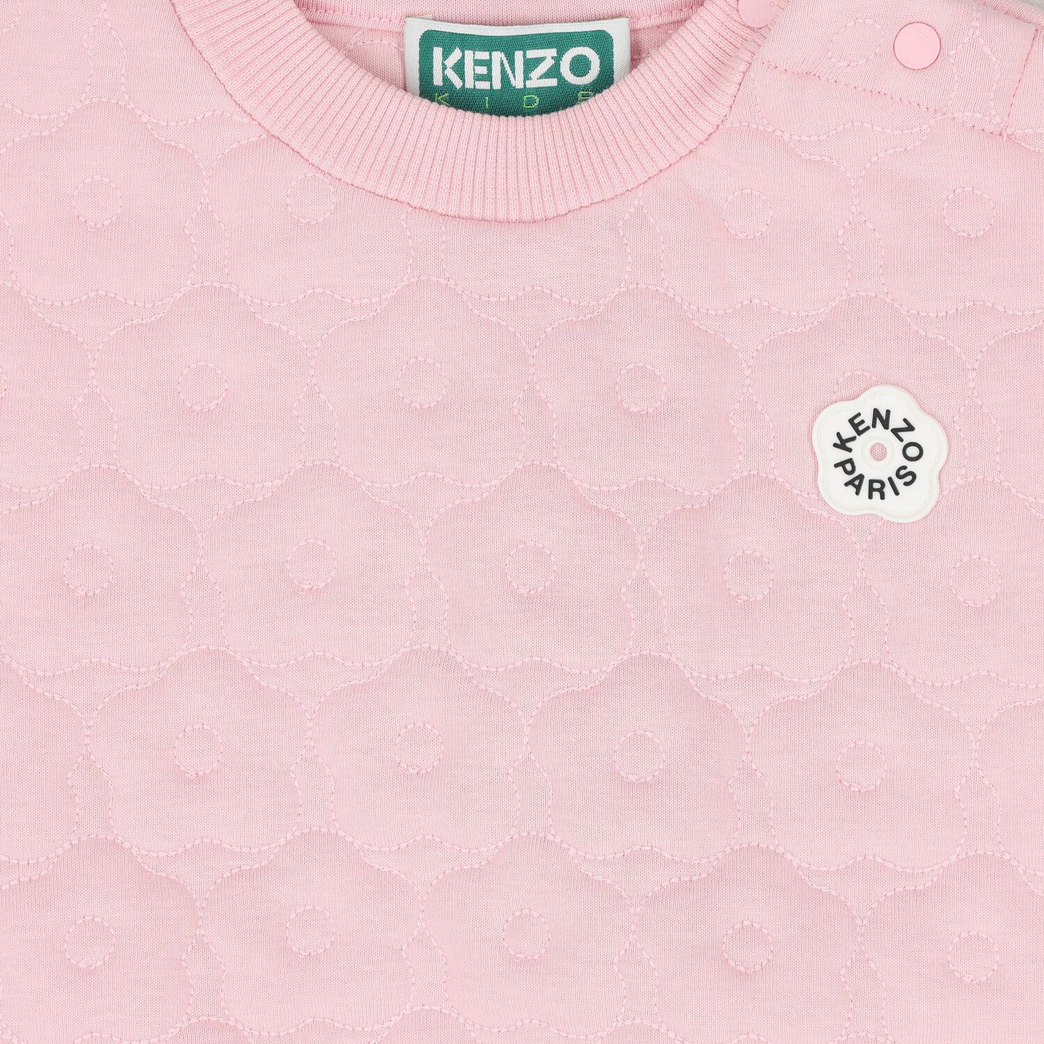 Younger Girls Pink Quilted Floral Tracksuit, 1, hi-res