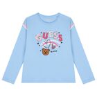 Girls Blue Logo Long Sleeve Top, 1, hi-res