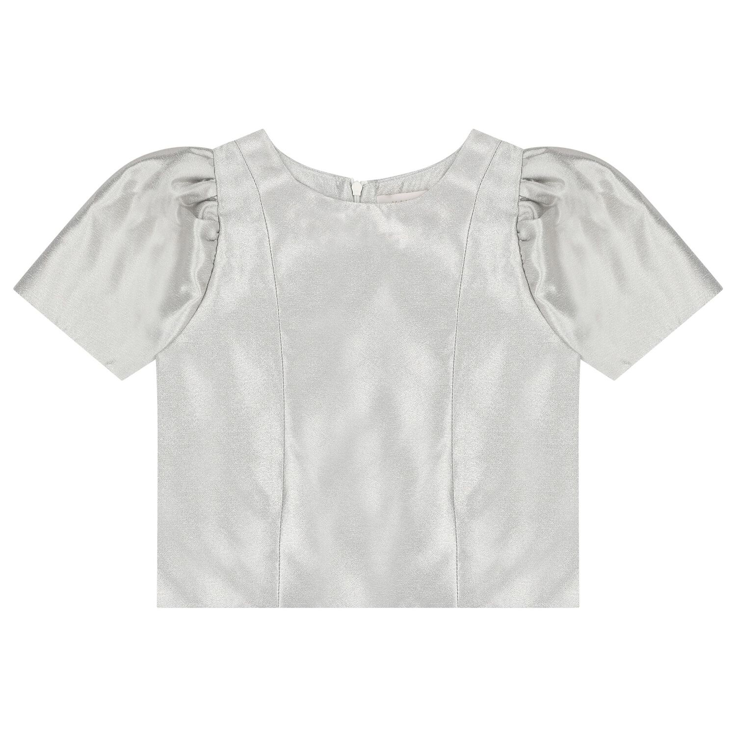 Girls Silver Metallic Bow Skirt Set, 1, hi-res