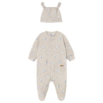 Baby Boys Beige Elephant Babygrow Set
