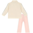 Younger Girls Ivory & Pink Logo Tracksuit, 1, hi-res