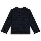 Younger Boys Navy Blue Logo Long Sleeve Top, 1, hi-res