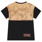 Boys Black & Beige Geo Map Logo T-Shirt, 2, hi-res