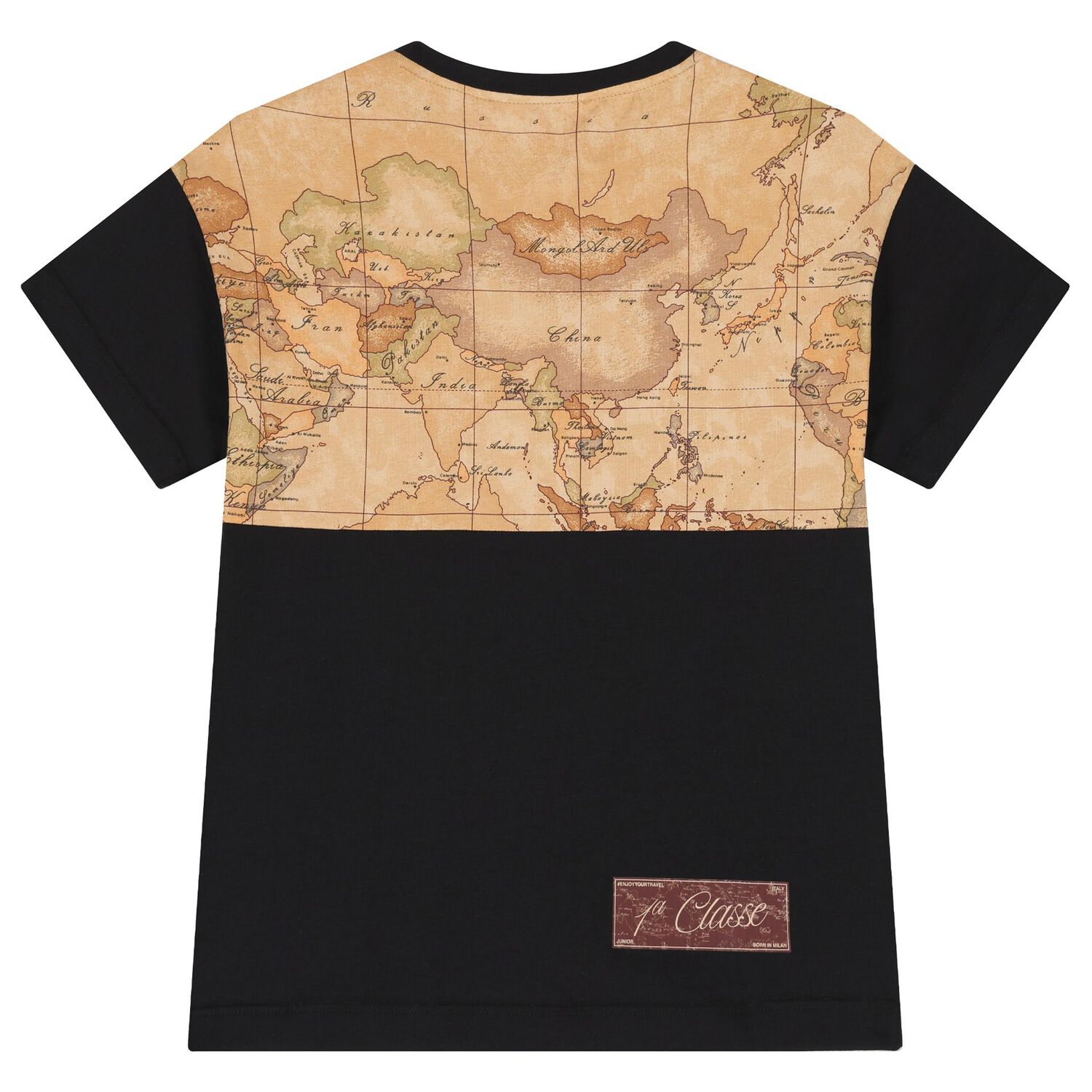 Boys Black & Beige Geo Map Logo T-Shirt, 2, hi-res