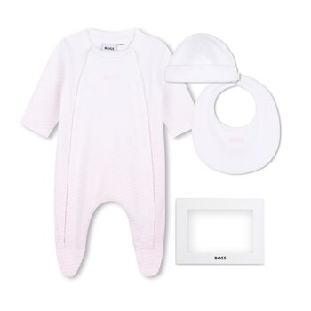 Baby Girls White & Pink Logo Babygrow Gift Set