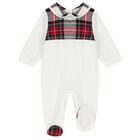 Baby Boys Ivory Tartan Babygrow, 1, hi-res