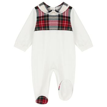 Baby Boys Ivory Tartan Babygrow