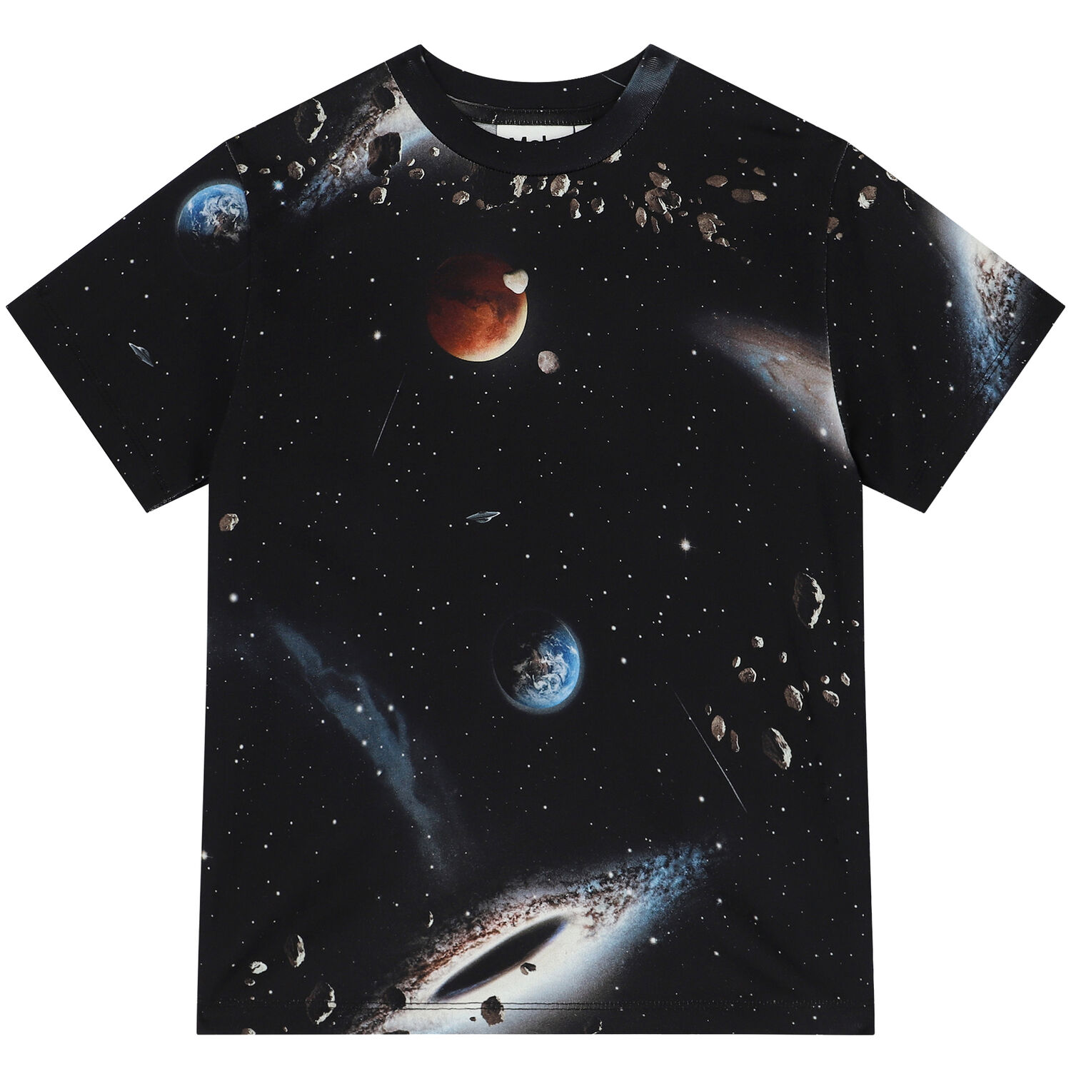 Boys Black Space T-Shirt, 1, hi-res