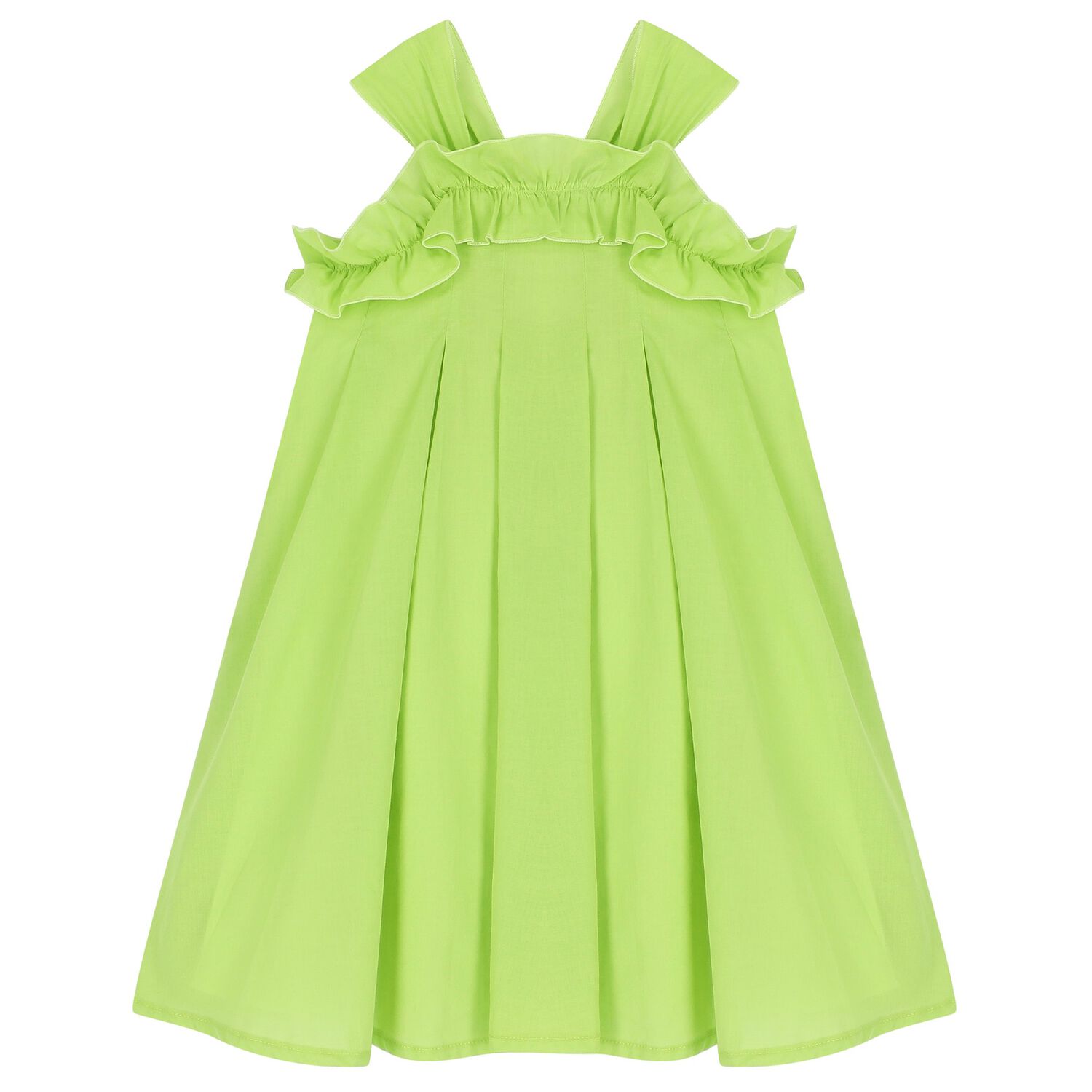 Girls Green Ruffled Dress, 1, hi-res