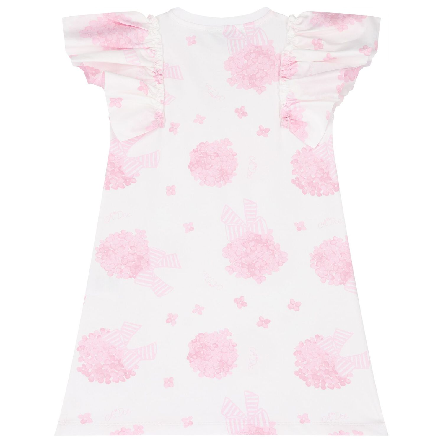 Girls White & Pink Bow Floral Print Dress, 1, hi-res image number null