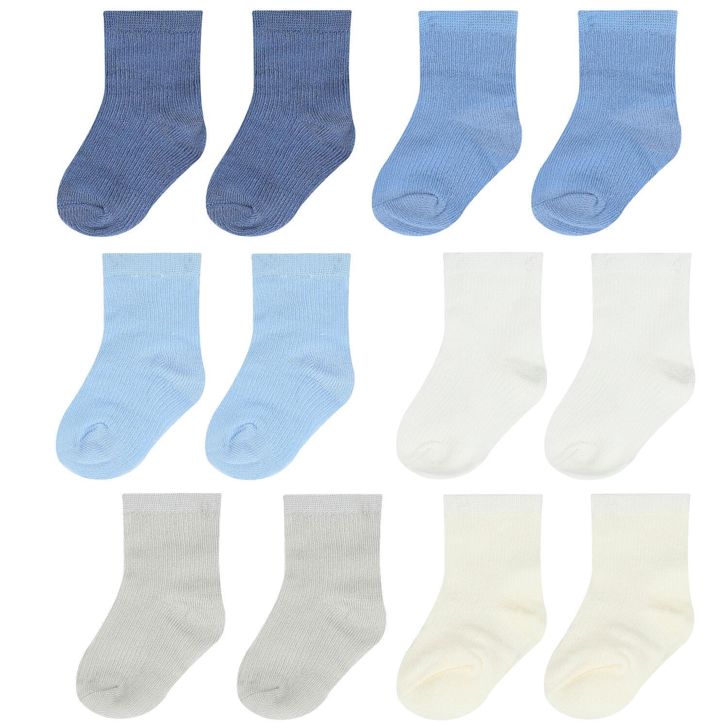 Baby boys Blue & White Socks (6 Pack), 1, hi-res