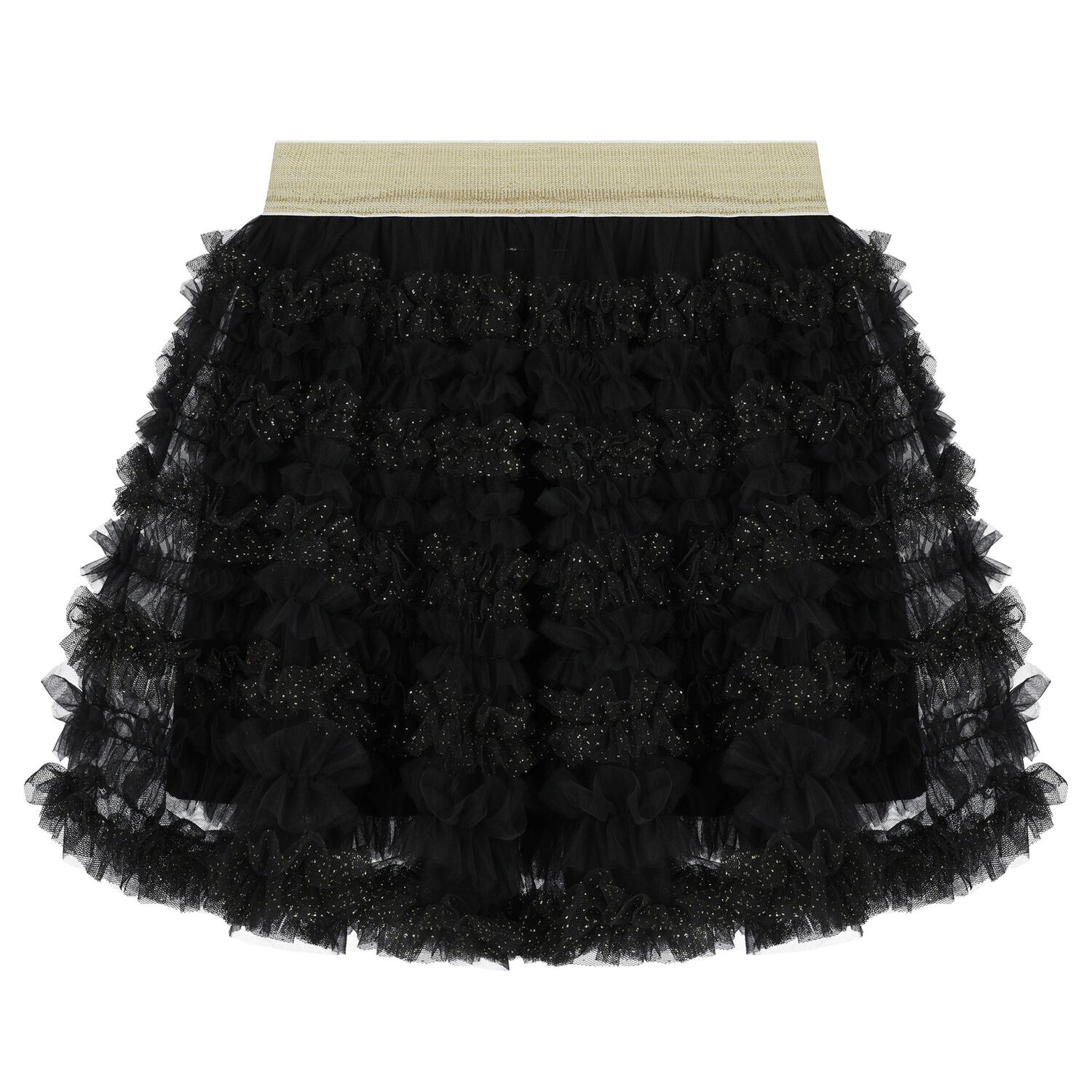 Girls Black & Gold Glitter Skirt, 1, hi-res
