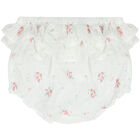 Baby Girls White Floral Pants, 1, hi-res