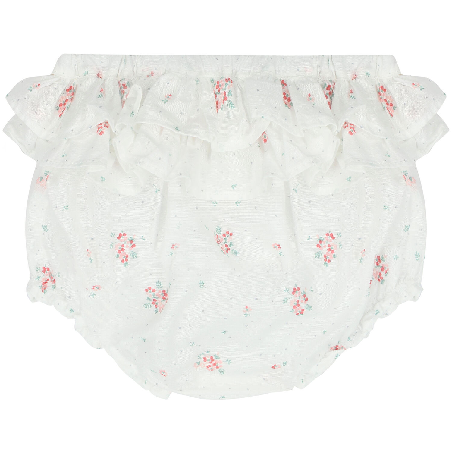Baby Girls White Floral Pants, 1, hi-res