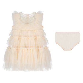 Baby Girls Ivory Tiered Tulle Dress Set